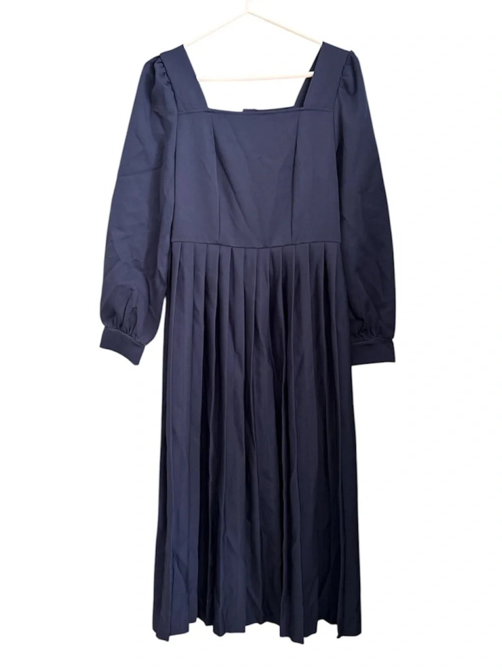 Navy Blue Long Sleeve Pleated Midi Dress Girls Size 14